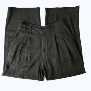 GAP Linen Blend Trouser Pants Black Pleated Wide Leg Minimalist Resort Size 6